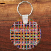 Orangefarbenes Neonlinienmuster Schlüsselanhänger (Vorderseite)