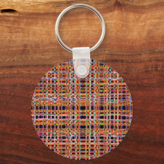 Orangefarbenes Neonlinienmuster Schlüsselanhänger (Vorderseite)