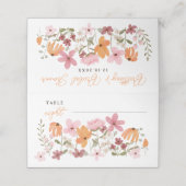 Orangefarbenes Niedliches Wildblume Platzkarte (Außenseite Aufgefaltet)