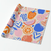 Orangefarbenes Obst Gemüse Geschenkpapier (Ungerollt)