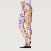Orangefarbenes Obst Gemüse Leggings (Links)