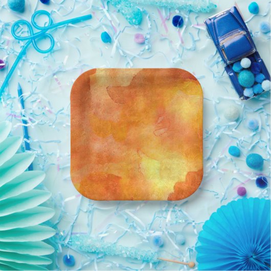 Orangefarbenes oder gelbes Druckpapier Pappteller (Party)