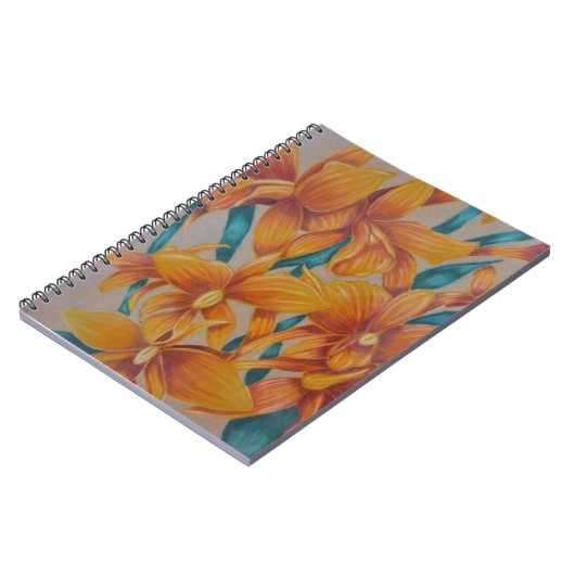 Orangefarbenes Orchideenheft Notizblock (Linke Seite)