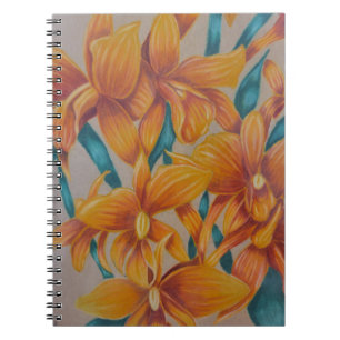 Orangefarbenes Orchideenheft Notizblock