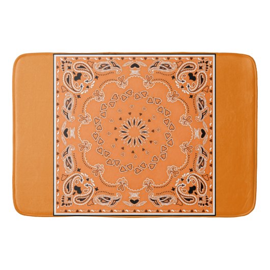 Orangefarbenes orientalisches Design Badematte (Vorderseite)