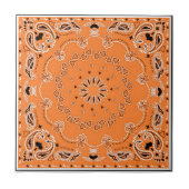 Orangefarbenes orientalisches Design Fliese (Vorderseite)