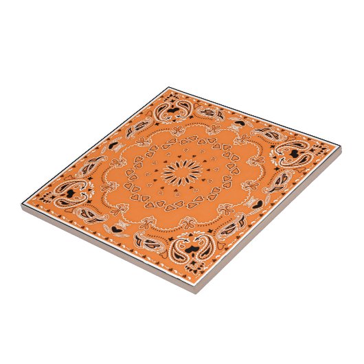 Orangefarbenes orientalisches Design Fliese (Seite)