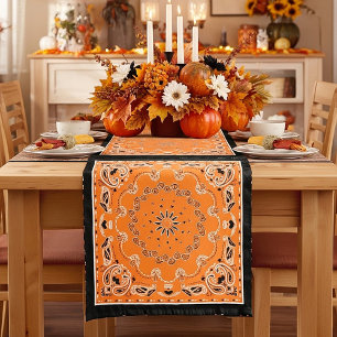 Orangefarbenes orientalisches Design Kurzer Tischläufer