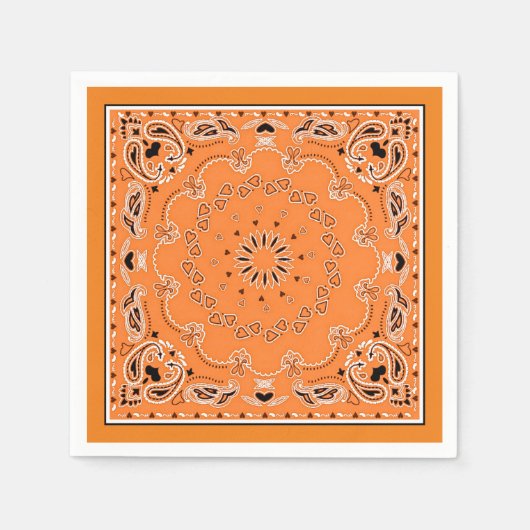 Orangefarbenes orientalisches Design Serviette (Vorderseite)