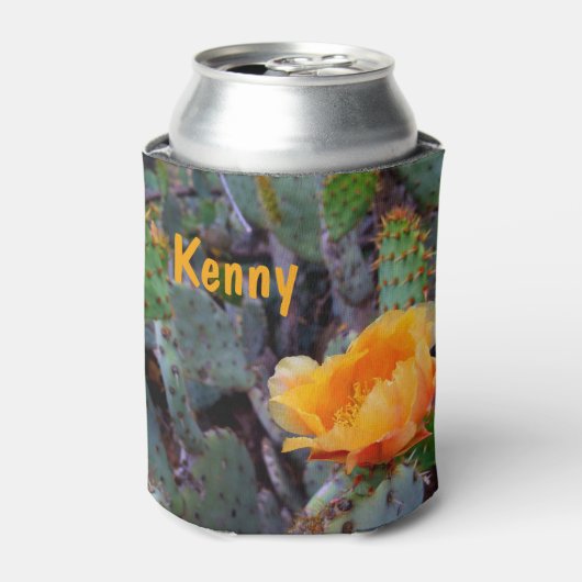 Orangefarbenes Pantopuntia Kakteen Blume Foto Dosenkühler (Kanne Vorderseite)