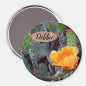 Orangefarbenes Pantopuntia Kakteen Blume Foto Magnet (Vorderseite/Rückseite)