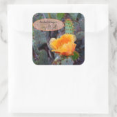 Orangefarbenes Pantopuntia Kakteen Blume Foto Quadratischer Aufkleber (Tasche)