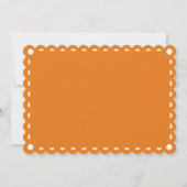 Orangefarbenes Papel Picado liebt Vögel Fest Hochz Einladung (Rückseite)