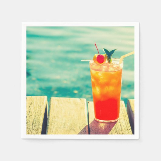 Orangefarbenes Party Serviette (Vorderseite)