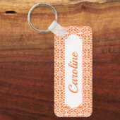 Orangefarbenes Peeling mit weißem Crochet-Spitzenm Schlüsselanhänger (Vorderseite)