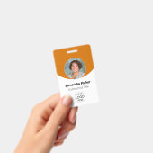 Orangefarbenes Personalisiertes Foto, Logo, Strich Ausweis (Handheld)