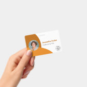 Orangefarbenes Personalisiertes Foto, Logo, Strich Ausweis (Handheld)