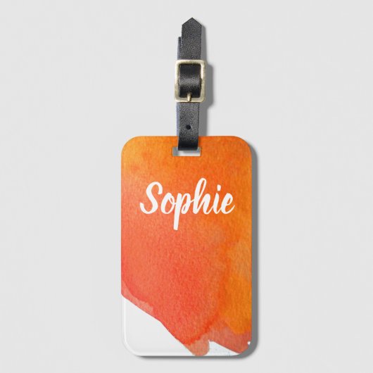 Orangefarbenes personalisiertes Reisen künstlerisc Gepäckanhänger (Vorderseite Vertikal)