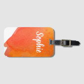 Orangefarbenes personalisiertes Reisen künstlerisc Gepäckanhänger (Vorderseite (Horizontal))