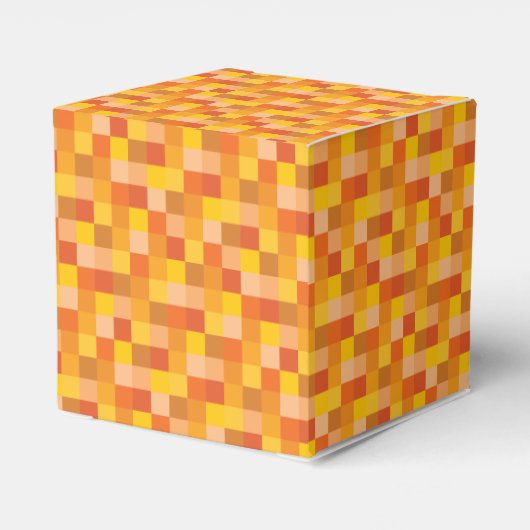Orangefarbenes Pixel-Muster Geschenkschachtel (Rückseite)