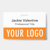 Orangefarbenes PVC-Name-Abzeichen mit Clip Lanyard Ausweis (Vorderseite)