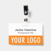 Orangefarbenes PVC-Name-Abzeichen mit Clip Lanyard Ausweis (Vorderseite mit Clip)