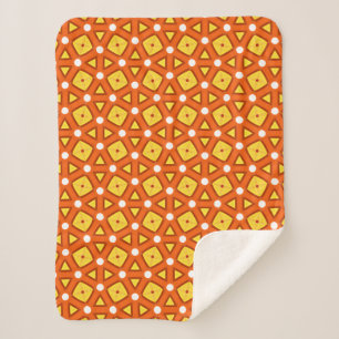 Orangefarbenes Quadrat- und Dreiecksgeflecht-naive Sherpadecke
