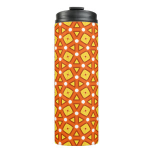 Orangefarbenes Quadrat- und Dreiecksgeflecht-naive Thermosbecher