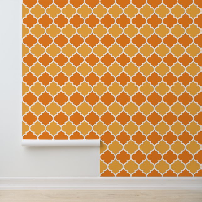 Orangefarbenes Quatrefolienmuster Tapete (Anwendung)
