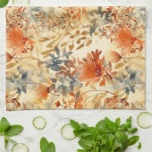 Orangefarbenes, rauschiges Indigograb, Abstrakt Geschirrtuch (Gefaltet)