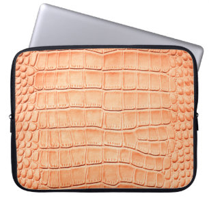 Orangefarbenes Reptilleder Laptopschutzhülle