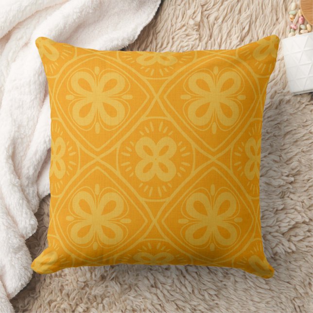 orangefarbenes Retro-Muster Kissen (Decke)