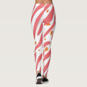 Orangefarbenes rosa Abstraktes Linienmuster Leggings (Rückseite)
