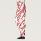 Orangefarbenes rosa Abstraktes Linienmuster Leggings (Links)