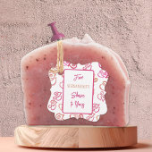 Orangefarbenes rosa Herzmuster über weißes Party Geschenkanhänger