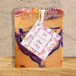 Orangefarbenes rosa Herzmuster über weißes Party Geschenkanhänger