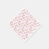 Orangefarbenes rosa Herzmuster über weißes Party Serviette (Ecke)