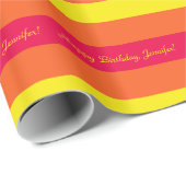 Orangefarbenes rosa Streifenwrapping Paper Geschen Geschenkpapier (Rolleneckpunkt)