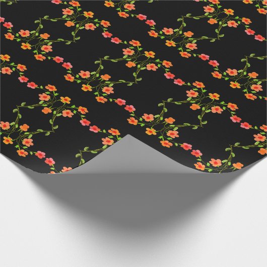 Orangefarbenes rosa und schwarzes Schleifpapier Geschenkpapier (Ecke)
