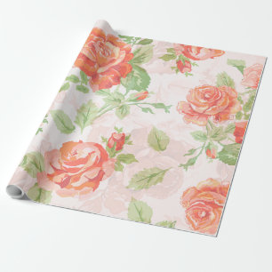 Orangefarbenes Rose- und Weißpapier Geschenkpapier