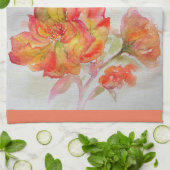 Orangefarbenes Rose Wasserfarbenes Rosenhandtuch Geschirrtuch (Gefaltet)