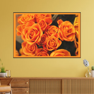 Orangefarbenes Rote Rosen-Bild mit Premium Matte S Leinwanddruck