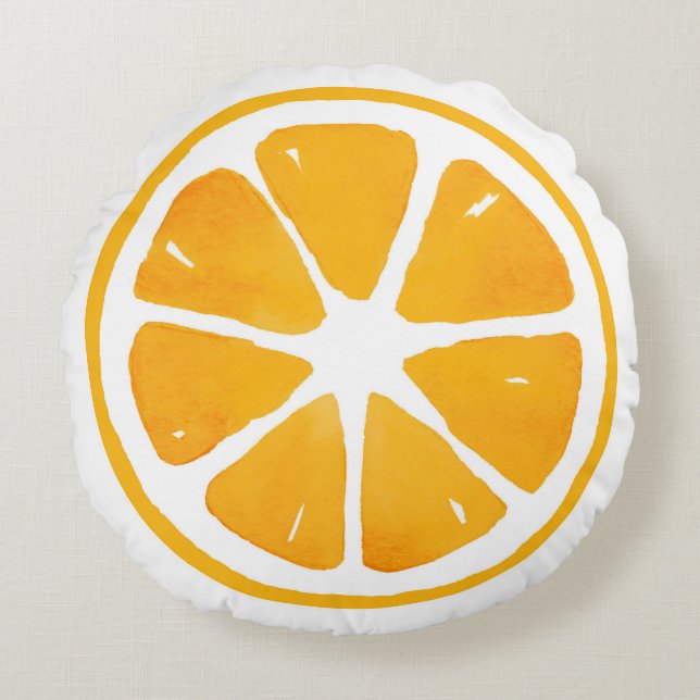 Orangefarbenes Rundkissen Rundes Kissen (Vorderseite)