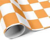 Orangefarbenes Schachbrettmuster für den weißen Ka Geschenkpapier (Rolleneckpunkt)