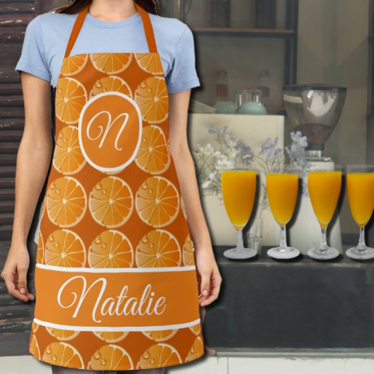 Orangefarbenes Scheidenmuster - mit Monogramm Schü Schürze