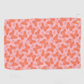 Orangefarbenes Schmetterlingsmuster im rosa Hinter Golfhandtuch (Horizontal)