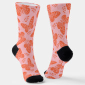 Orangefarbenes Schmetterlingsmuster im rosa Hinter Socken (Gewinkelt)