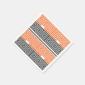 Orangefarbenes Schwarz-Griechischer Schlüssel-Must Serviette (Ecke)