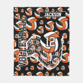 Orangefarbenes, Schwarz-Weiß-Volleyball-Muster Fleecedecke (Vorderseite)