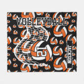 Orangefarbenes, Schwarz-Weiß-Volleyball-Muster Fleecedecke (Vorderseite (Horizontal))